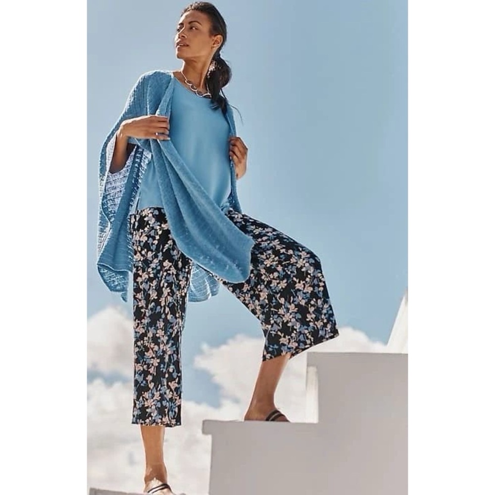NWT J. Jill Wearever Floral Double-Face Jersey Full Leg Crops Petite Medium PM